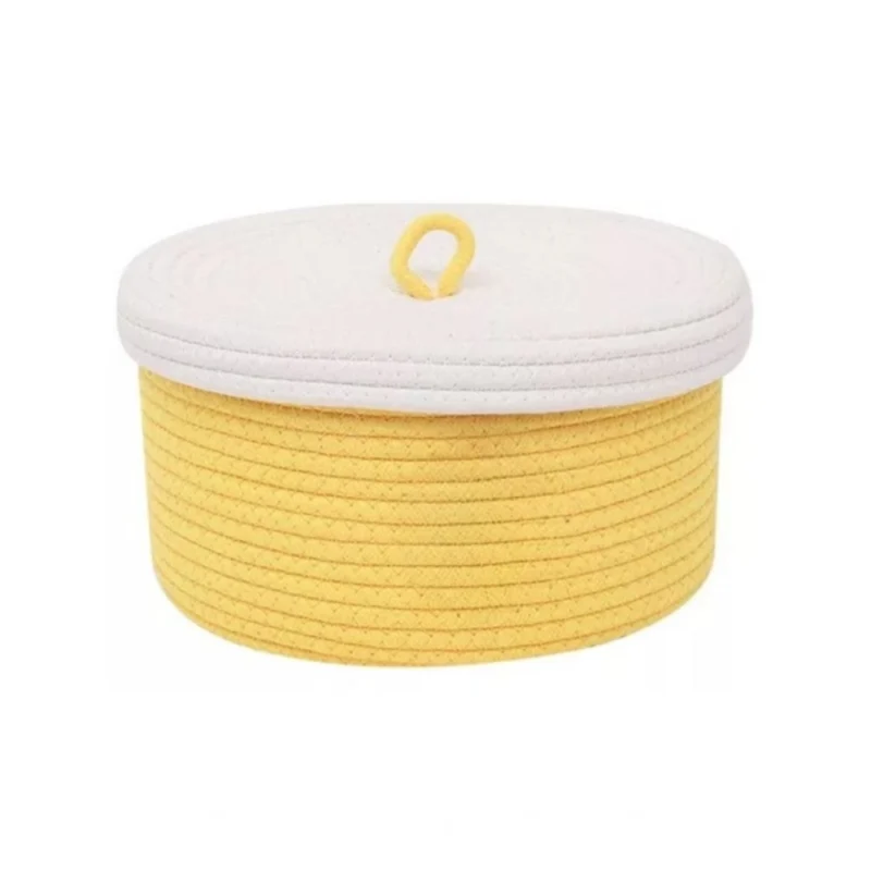 Cotton Box White Lid Inch Pack of 1 Storage Basket For Clothes (Yellow)