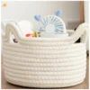 Cotton Cat Basket Inch Pack of 1 Storage Basket For Clothes (White)