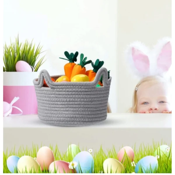 Cotton Cat Basket Inch Pack of 1 Storage Basket For Clothes (Grey) - Image 3