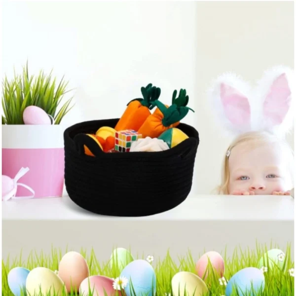 Cotton Cat Basket Inch Pack of 1 Storage Basket For Clothes (Black) - Image 3
