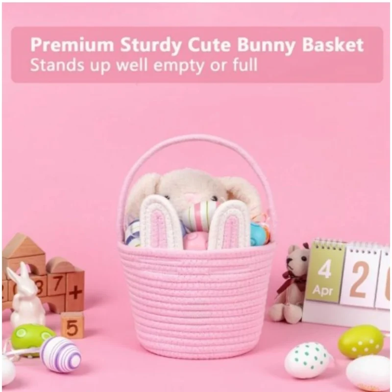 Alternative view of Cotton Ear Toy Bucket Pack of 1 Storage Basket For Clothes (Pink)