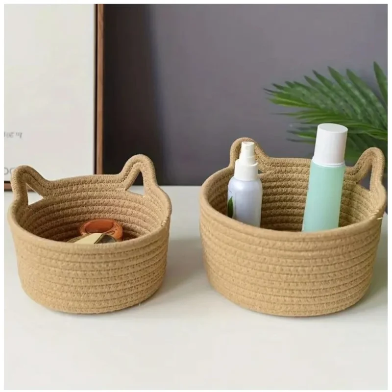 Alternative view of Cotton Cat Basket Pack of 3 Storage Basket For Clothes (Brown)