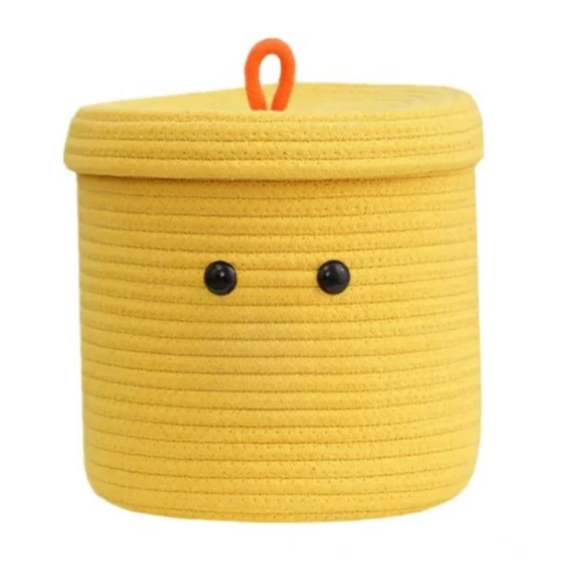 Cotton Basket with lid Pack of 1 Storage Basket For Clothes (Yellow)