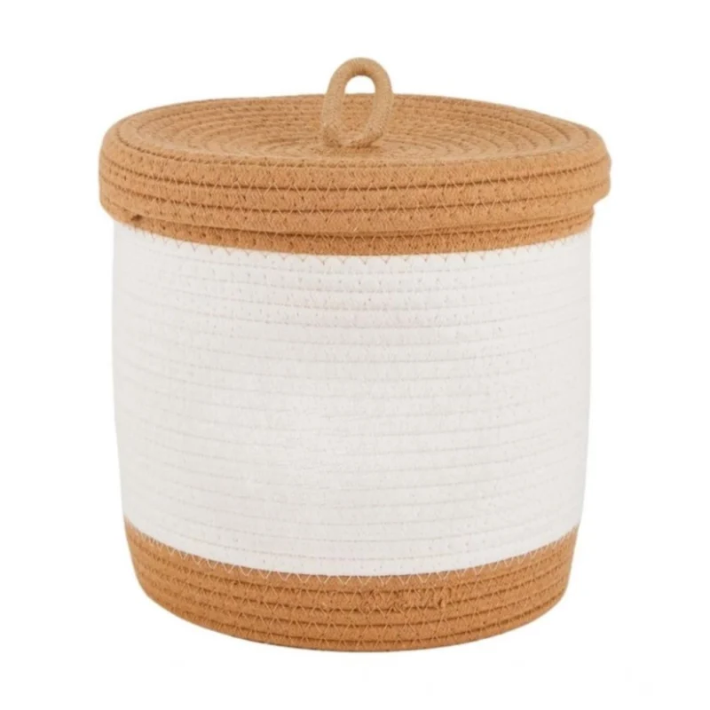 Cotton Basket Pack of 1 Storage Basket For Clothes (White)