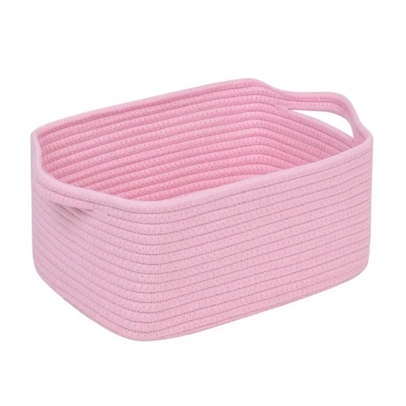 Cotton Basket Pack of 1 Storage Basket For Clothes (Pink)