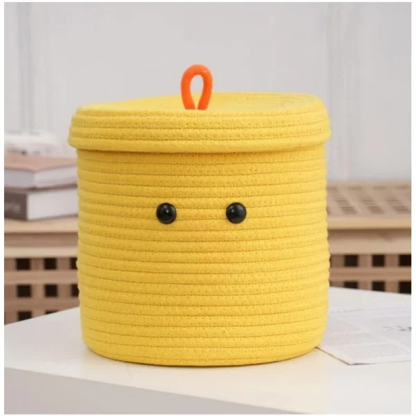 Cotton Basket with lid Pack of 1 Storage Basket For Clothes (Yellow) - Image 2