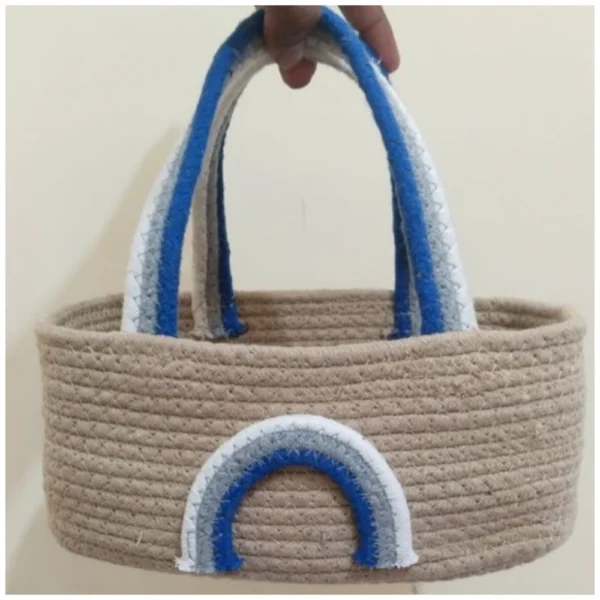 Cotton Rainbow Basket Pack of 1 Storage Basket For Clothes (Multicolor) - Image 2