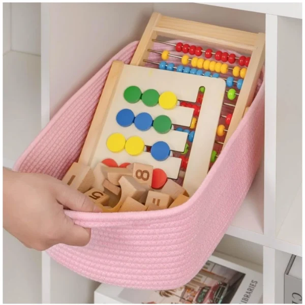 Cotton Basket Pack of 1 Storage Basket For Clothes (Pink) - Image 2