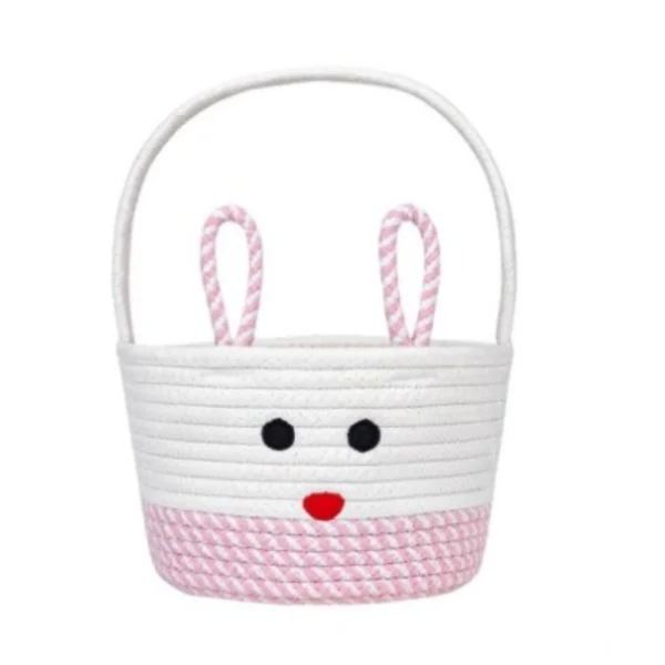 Cotton Mix Toy Bucket Pack of 1 Storage Basket For Clothes (Pink) - Image 3
