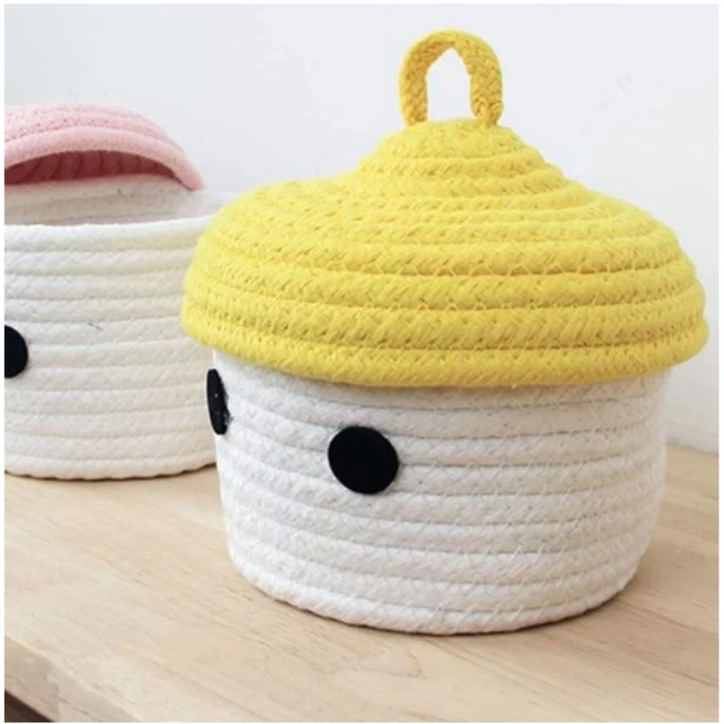 Alternative view of Cotton Box Yellow Lid Inch Pack of 1 Storage Basket For Clothes (White)