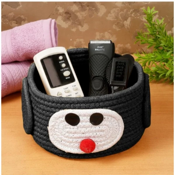 Cotton Pen Holder Pack of 1 Storage Basket For Clothes (Black) - Image 3