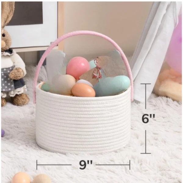Cotton Ear Toys Bucket Pack of 1 Storage Basket For Clothes (White) - Image 3
