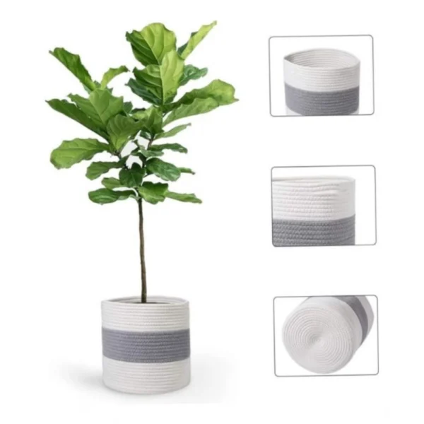 Cotton Flower Basket Pack of 1 Storage Basket For Clothes (Grey) - Image 2