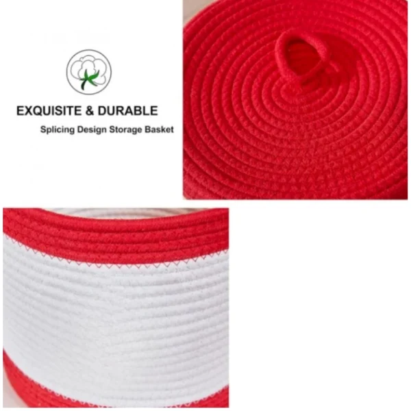 Cotton Basket Pack of 1 Storage Basket For Clothes (Red) - Image 3