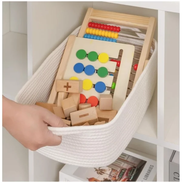 Cotton Basket Pack of 1 Storage Basket For Clothes (White) - Image 3