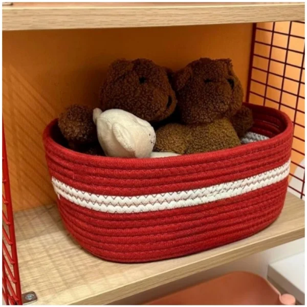 Cotton Basket Inch Pack of 1 Storage Basket For Clothes (Red) - Image 2