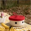 Cotton Box Red Lid Inch Pack of 1 Storage Basket For Clothes (White)