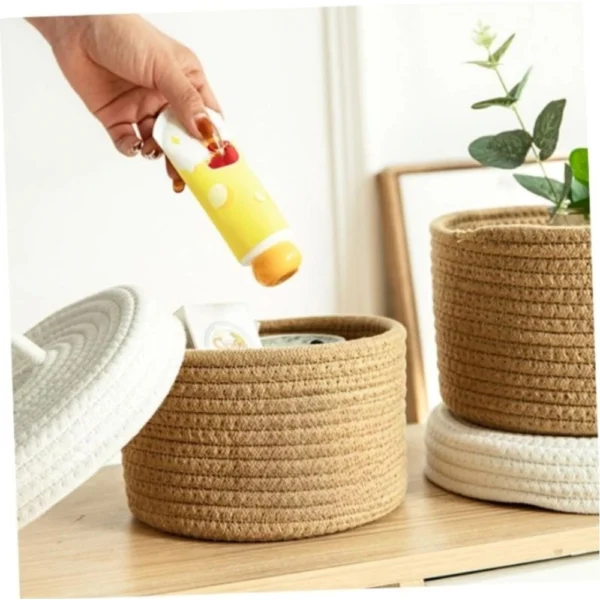 Cotton Box White Lid Inch Pack of 1 Storage Basket For Clothes (Brown) - Image 3