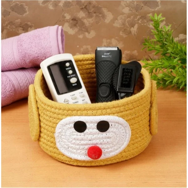 Cotton Pen Holder Pack of 1 Storage Basket For Clothes (Yellow) - Image 3