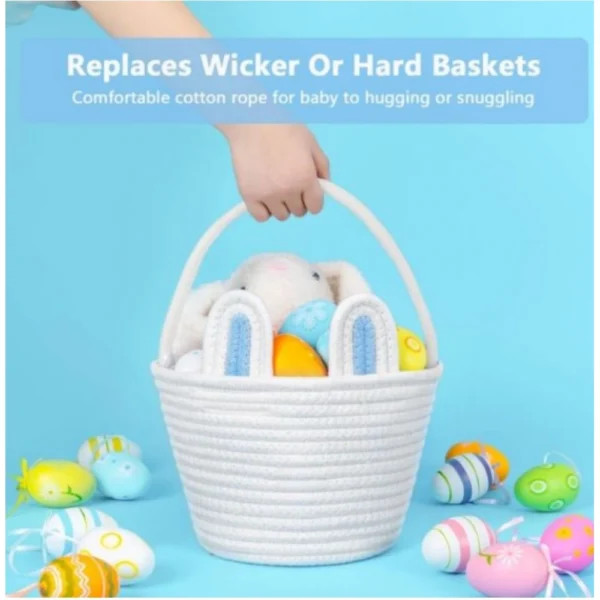 Cotton Ear Toys Bucket Pack of 1 Storage Basket For Clothes (White) - Image 2