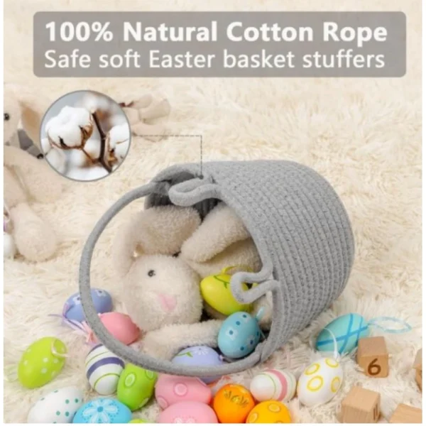 Cotton Toy Bucket Pack of 1 Storage Basket For Clothes (Grey) - Image 2