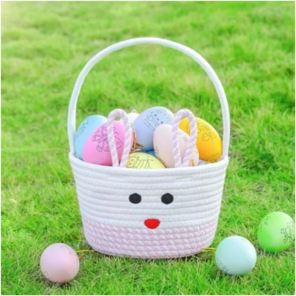 Cotton Mix Toy Bucket Pack of 1 Storage Basket For Clothes (Pink) - Image 2