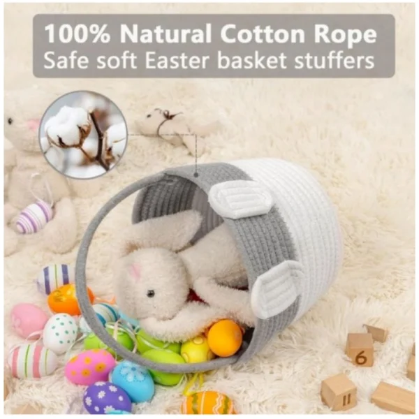 Cotton Toy Bucket Pack of 1 Storage Basket For Clothes (Grey) - Image 2