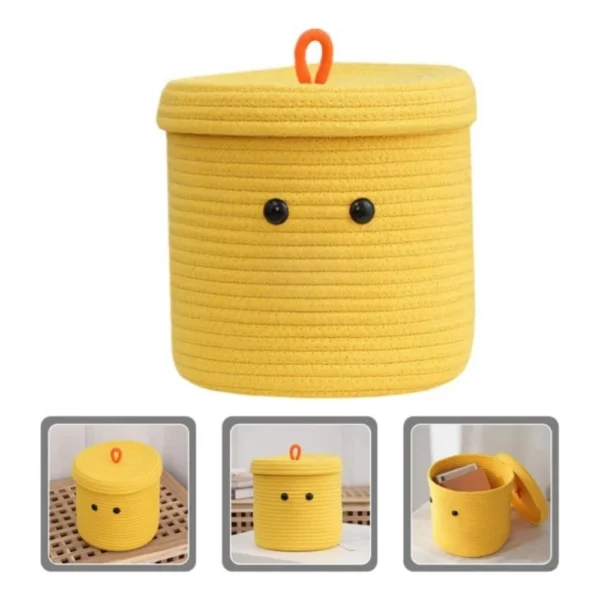 Cotton Basket with lid Pack of 1 Storage Basket For Clothes (Yellow) - Image 3