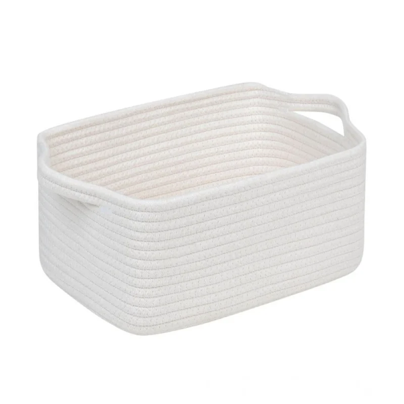 Cotton Basket Pack of 1 Storage Basket For Clothes (White)
