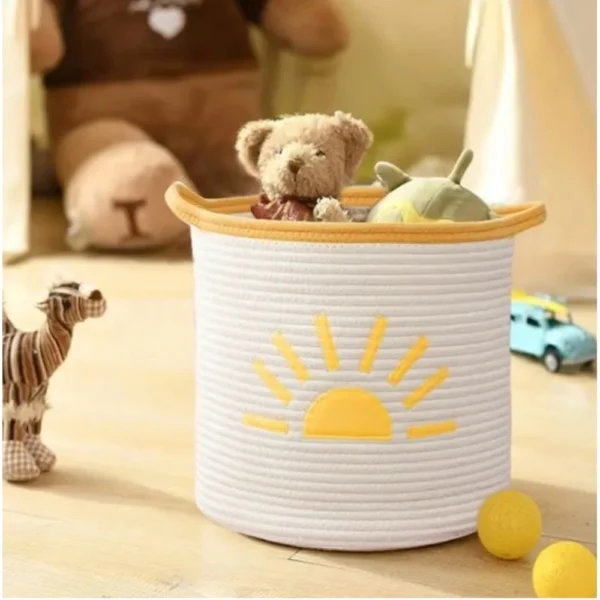 Cotton Sun Basket Pack of 1 Storage Basket For Clothes (White) - Image 2