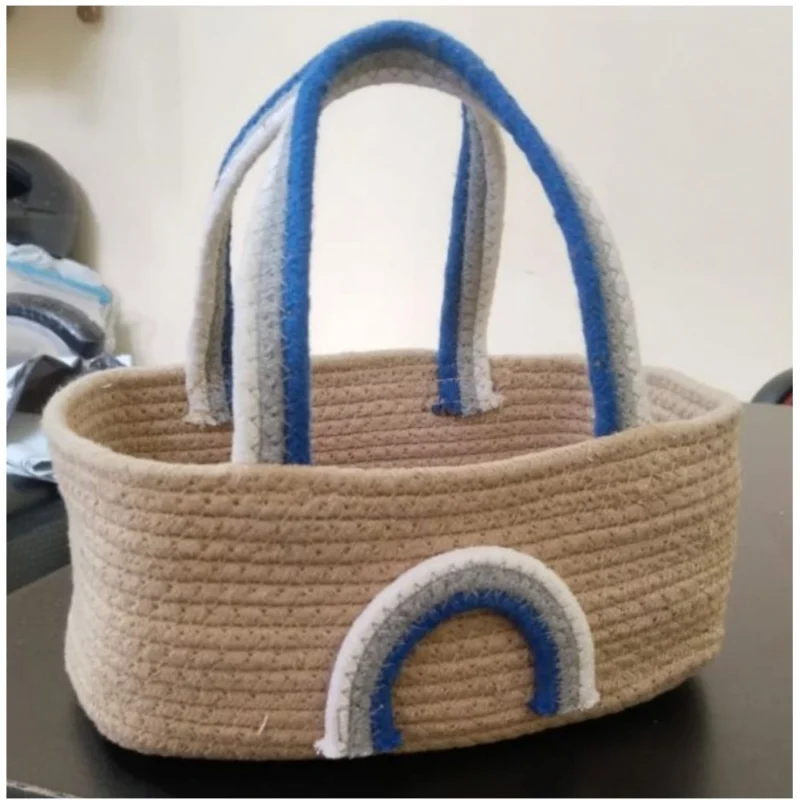 Cotton Rainbow Basket Pack of 1 Storage Basket For Clothes (Multicolor)