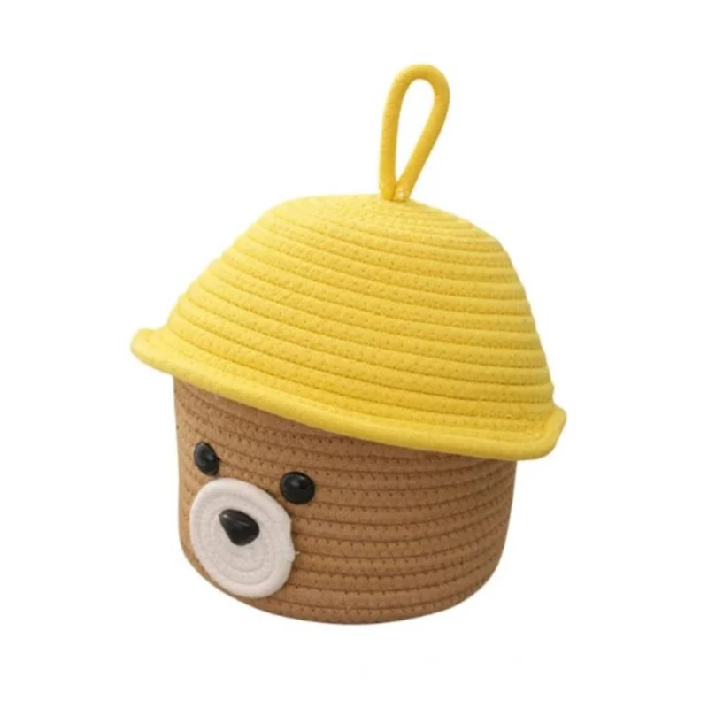 Cotton Box Yellow Lid Inch Pack of 1 Storage Basket For Clothes (Beige)