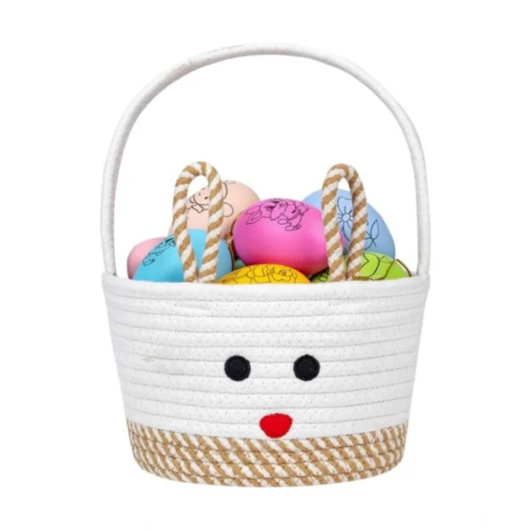 Cotton Toy Bucket Pack of 1 Storage Basket For Clothes (Beige) - Image 3