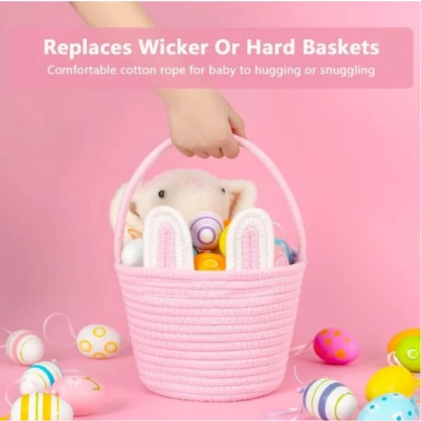 Cotton Ear Toy Bucket Pack of 1 Storage Basket For Clothes (Pink) - Image 3