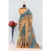 Generic Women's Mysore Silk  Digital Print Saree With Unstitched Blouse 5.5Mtr (Blue)