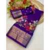 Women's Jacquard Printed Saree With Unstitched Blouse 5.5Mtr (Purple)