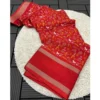 Generic Women's Dola Silk Printed Saree With Unstitched Blouse 5.5Mtr (Red)