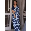 Generic Women's Pure Chanderi Printed Saree With Unstitched Blouse 5.5Mtr (Blue)