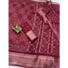 Generic Women's Dola Silk Printed Saree With Unstitched Blouse 5.5Mtr (Maroon)
