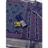 Generic Women's Dola Silk Printed Saree With Unstitched Blouse 5.5Mtr (Blue)