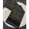 Generic Women's Dola Silk Printed Saree With Unstitched Blouse 5.5Mtr (Black)