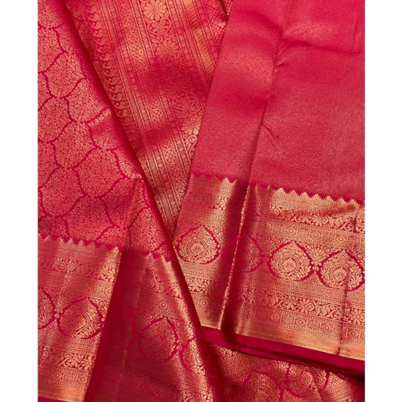Alternative view of Women's Silk Printed Saree With Unstitched Blouse 5.5Mtr (Rani Pink)