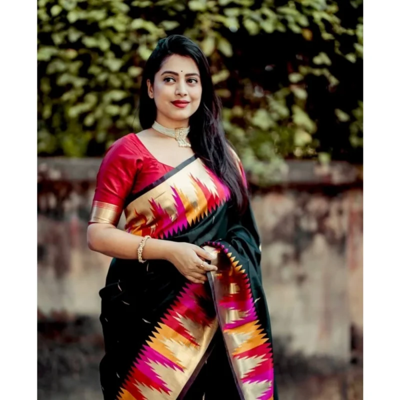 Alternative view of Women's Silk Printed Saree With Unstitched Blouse 5.5Mtr (Multicolor)