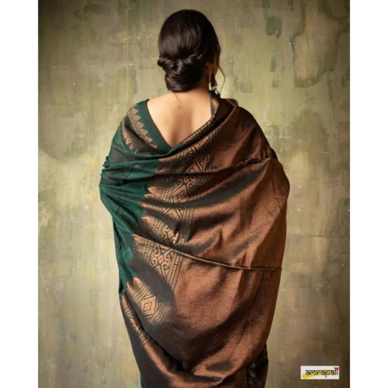 Alternative view of Women's Silk Printed Saree With Unstitched Blouse 5.5Mtr (Green)