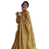 Generic Women's Silk Printed Saree With Unstitched Blouse 5.5Mtr (Yellow)