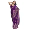 Generic Women's Silk Printed Saree With Unstitched Blouse 5.5Mtr (Purple)