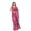 Generic Women's Silk Printed Saree With Unstitched Blouse 5.5Mtr (Rani Pink)