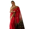Generic Women's Cotton  Printed Saree With Unstitched Blouse 5.5Mtr (Red)
