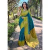 Generic Women's Silk Printed Saree With Unstitched Blouse 5.5Mtr (Rama)
