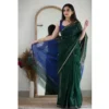 Women's Cotton  Printed Saree With Unstitched Blouse 5.5Mtr (Green)